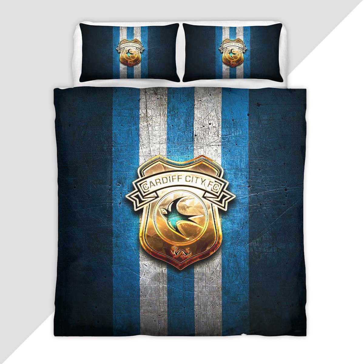 Cardiff City FC EFL Championship Blue Metal Duvet Cover - Cardiff City Bedding Set