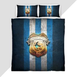 Cardiff City FC EFL Championship Blue Metal Duvet Cover - Cardiff City Bedding Set