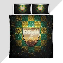 Norwich City FC EFL Championship Green Checkered Duvet Cover - Norwich City Bedding Set