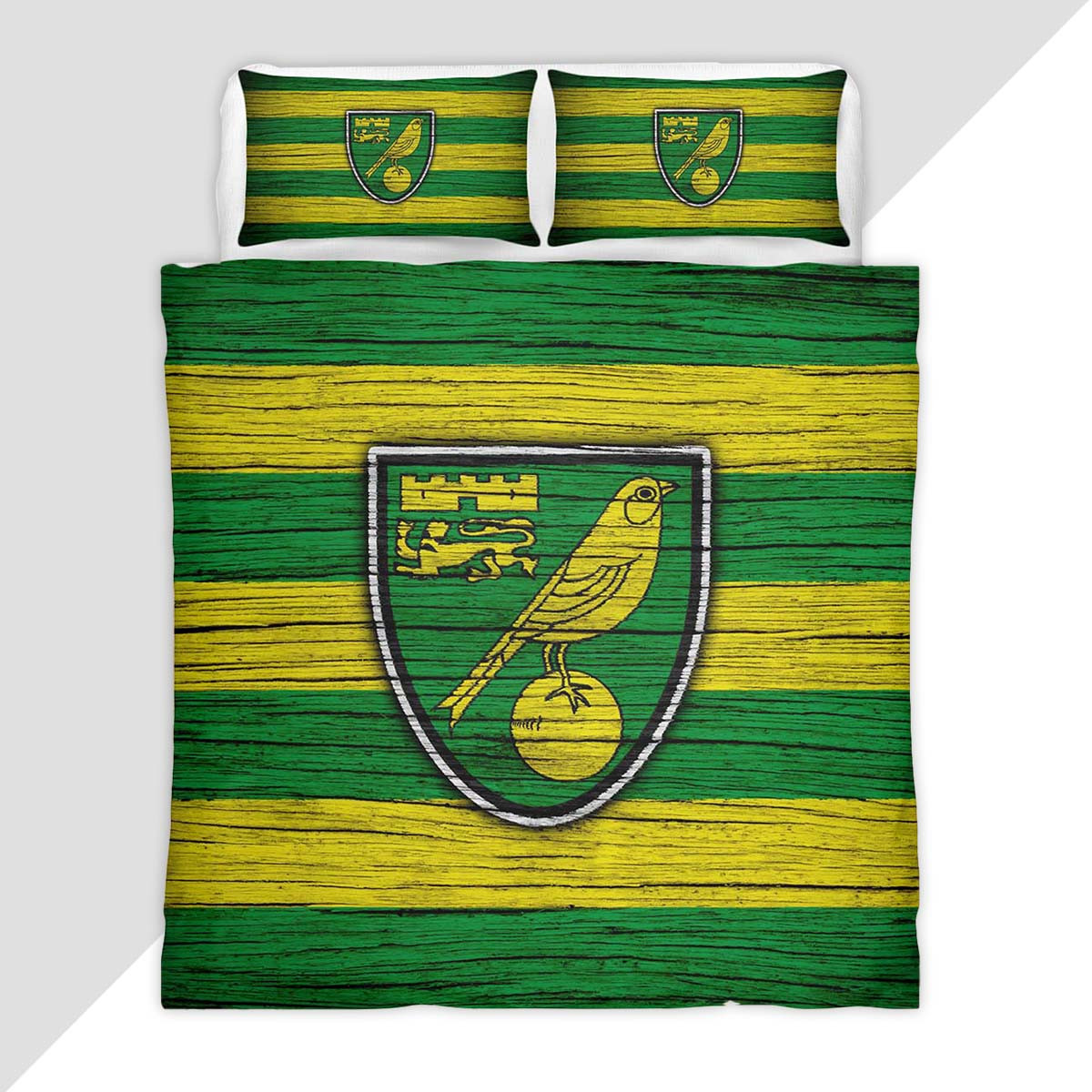 Norwich City FC EFL Championship Wooden Duvet Cover - Norwich City Bedding Set