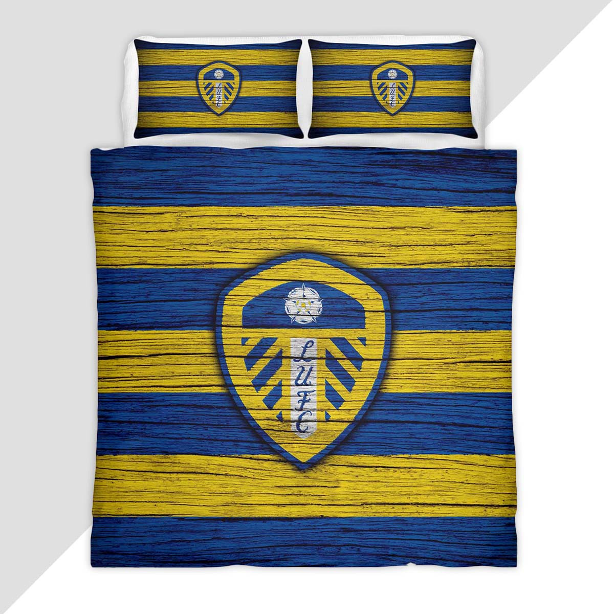 Leeds United FC EFL Championship Wooden Background Duvet Cover - Leeds United Bedding Set