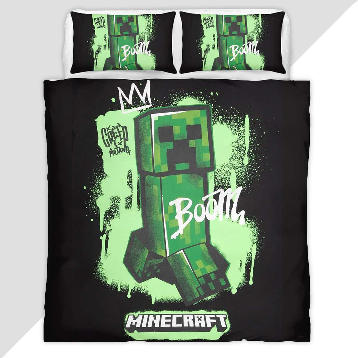 Creeper in Minecraft Boom Duvet Cover - Minecraft Bedding Set
