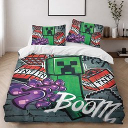 Creeper in Minecraft TNT Boom Duvet Cover - Minecraft Bedding Set 2