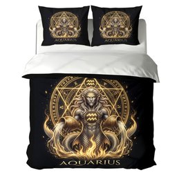 Aquarius Astral Golden Water Bearer Duvet Cover Bedding Set