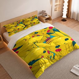 Pokemon Duvet Cover Set with Pikachu Yellow Collage Pattern 2