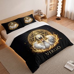 Virgo Sacred Golden Swan Duvet Cover Bedding Set 2