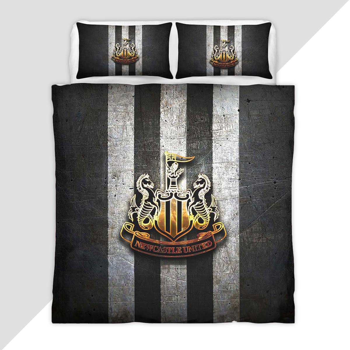 Newcastle United FC Premier League Golden Logo Duvet Cover - Newcastle United Bedding Set