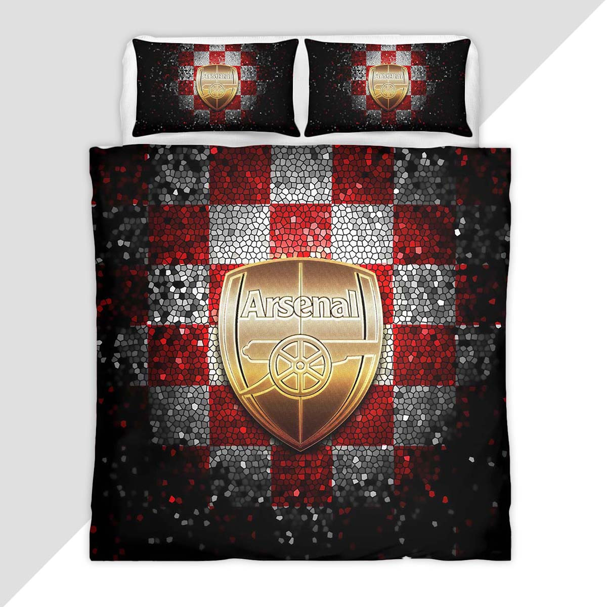 Arsenal FC Signature Diamond Pattern Duvet Cover - Arsenal FC Bedding Set