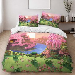 Cherry blossom biome valley Minecraft Duvet Cover - Minecraft Bedding Set 2