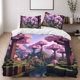 Cherry blossom biome valley Minecraft 2 Duvet Cover - Minecraft Bedding Set 2