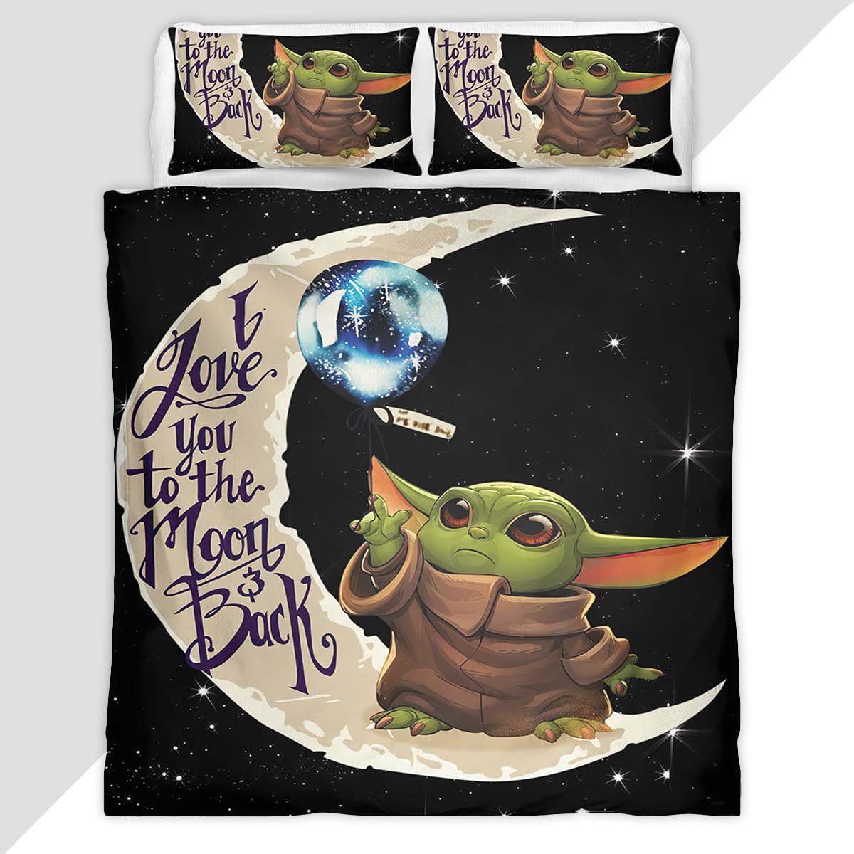 Baby Yoda I Love You To The Moon And Back Duvet Cover - Star Wars Bedding Set
