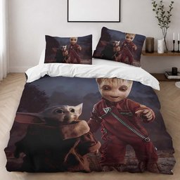 Baby Yoda and Groot Duvet Cover - Star Wars Bedding Set 2