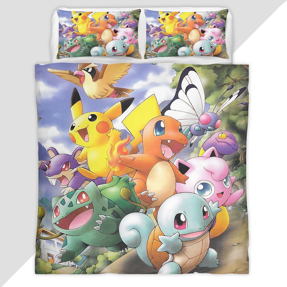 All Pokemon Happy Duvet Cover - Pokemon Bedding Set