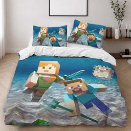 Underwater Minecraft Characters Duvet Cover - Minecraft Bedding Set 2