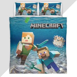Underwater Minecraft Characters Duvet Cover - Minecraft Bedding Set
