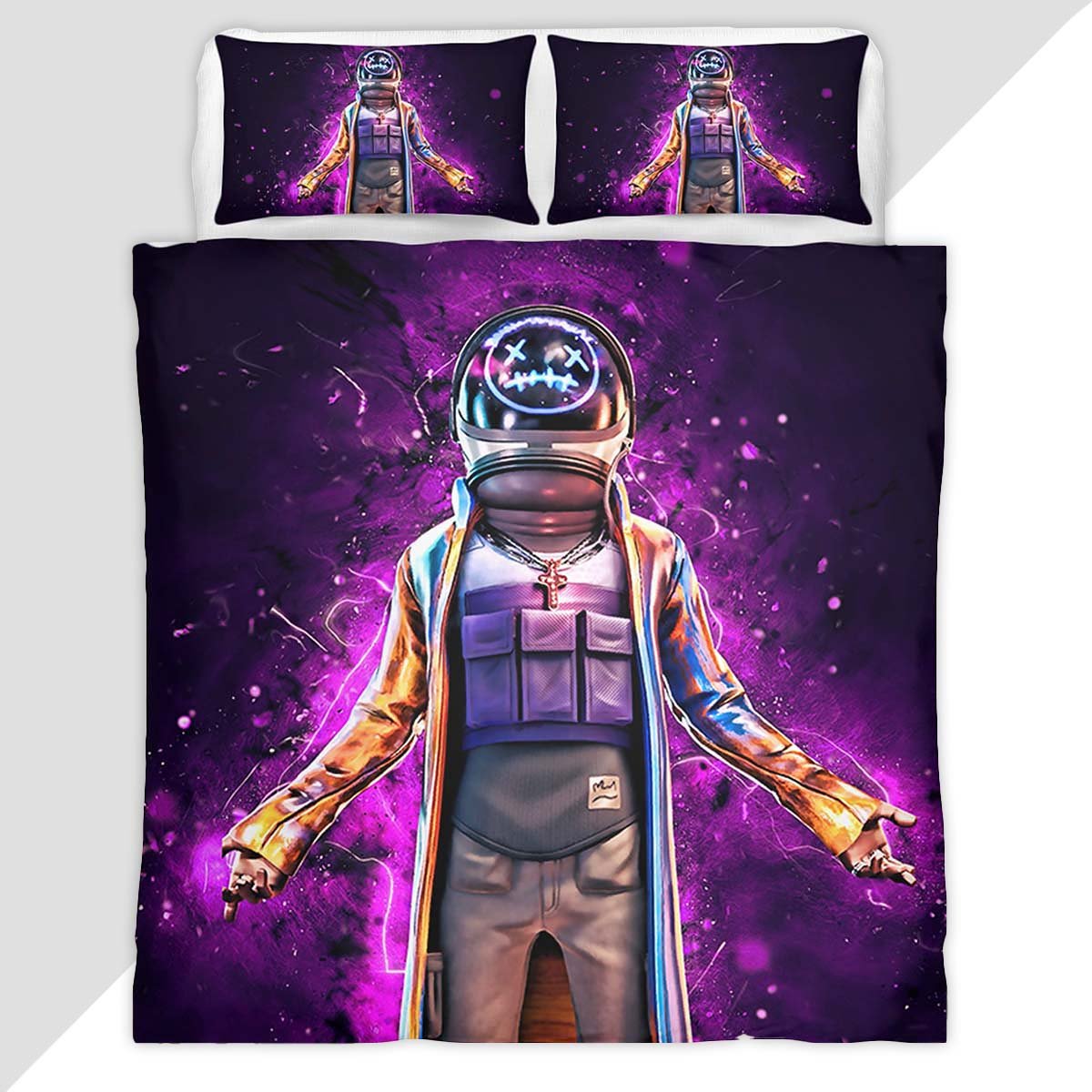 Astro Jack Violet Neon Lights Fortnite Skin Duvet Cover - Fortnite Bedding Set