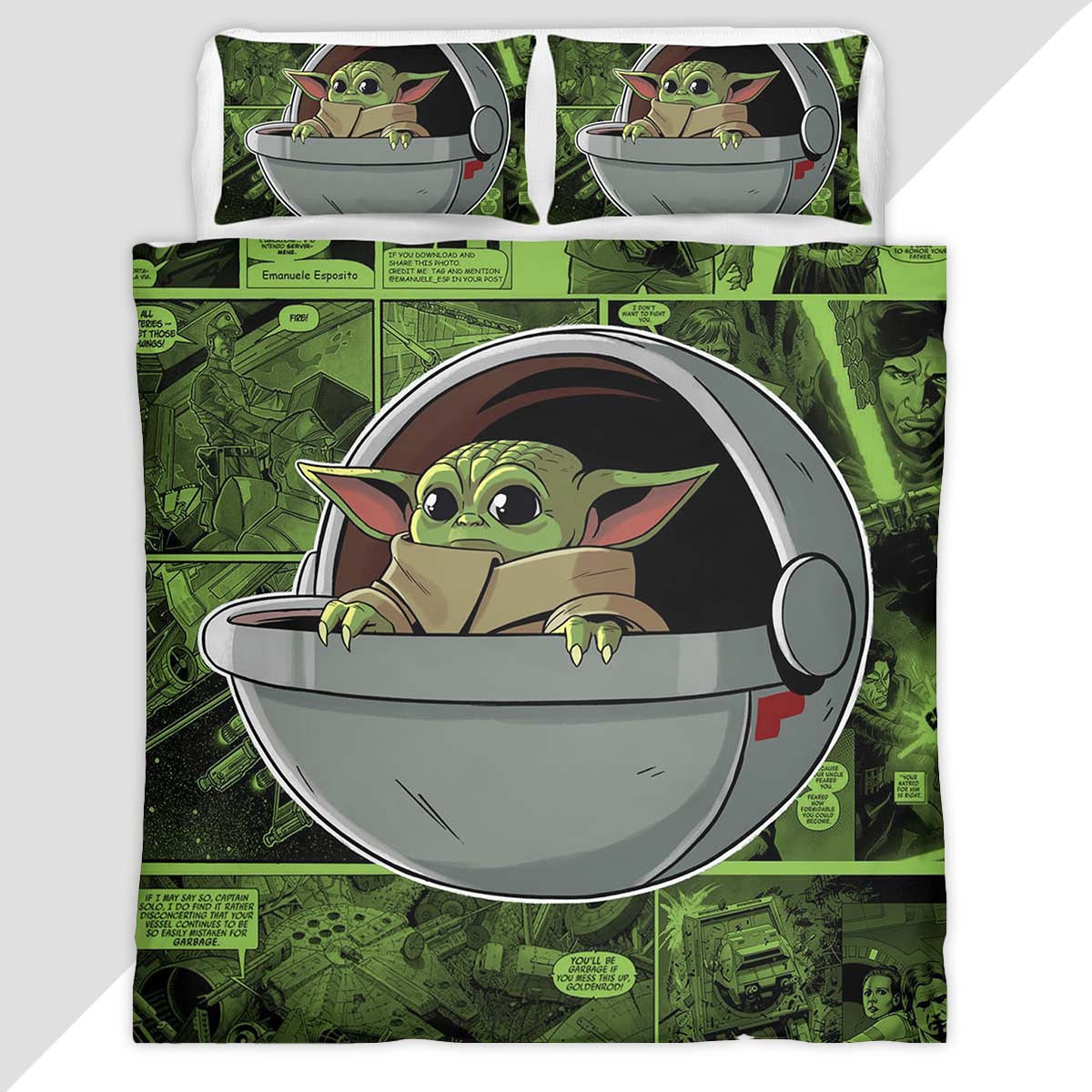Baby Yoda Grogu Star Wars The Mandalorian Duvet Cover - Star Wars Bedding Set