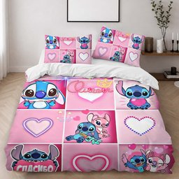 Stitch Pink Happy Duvet Cover - Lilo and Stitch Bedding Set 2