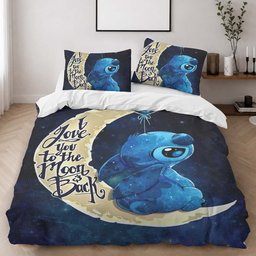 Stitch I Love You To The Moon And Back Duvet Cover - Lilo and Stitch Bedding Set 2