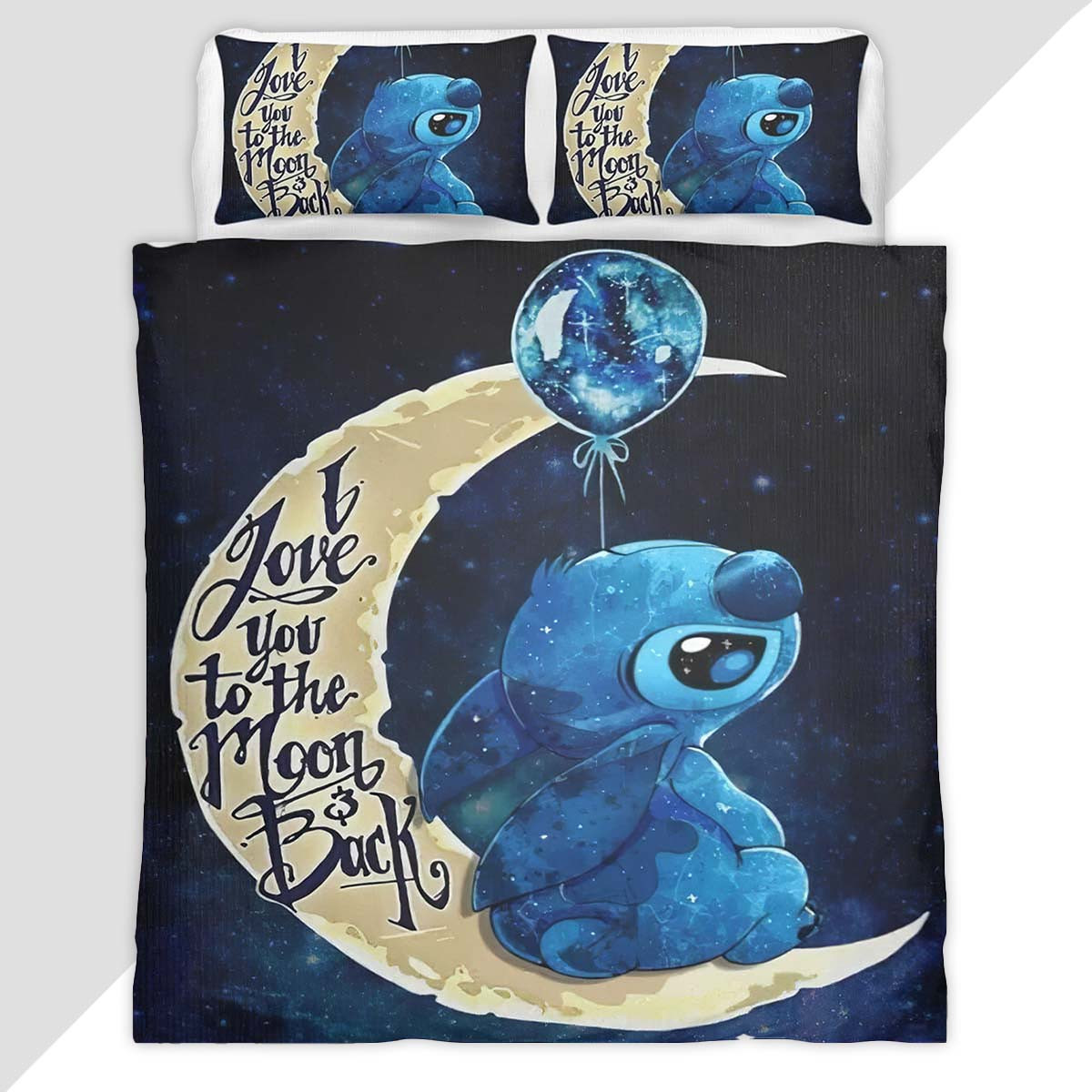 Stitch I Love You To The Moon And Back Duvet Cover - Lilo and Stitch Bedding Set