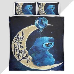 Stitch I Love You To The Moon And Back Duvet Cover - Lilo and Stitch Bedding Set