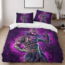 Raven Violet Neon Light Skin Fortnite 07 Duvet Cover - Fortnite Bedding Set 2