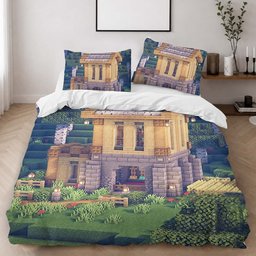Simple Birch House in Minecraft Duvet Cover - Minecraft Bedding Set 2