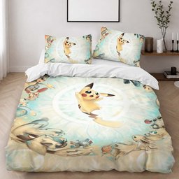 Pikachu And Eevee Evolutions Pokemon Duvet Cover - Pokemon Bedding Set 2