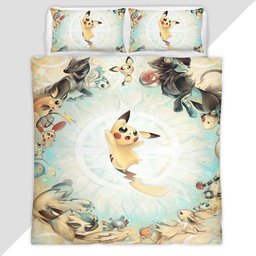 Pikachu And Eevee Evolutions Pokemon Duvet Cover - Pokemon Bedding Set