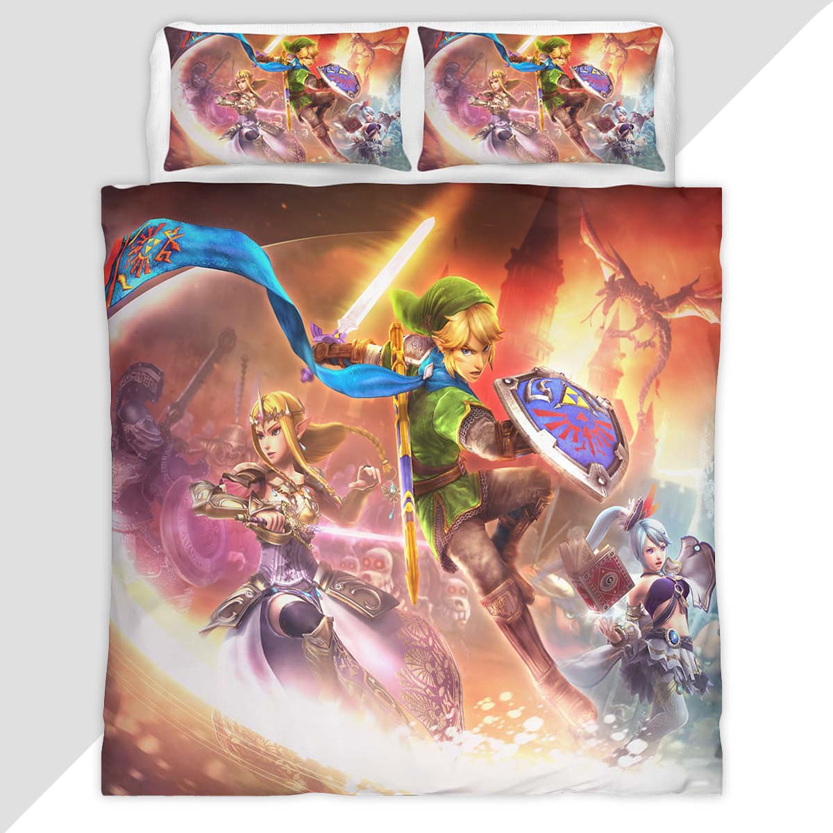 The Legend of Zelda Link And Zelda Princess All Characters 3 Duvet Cover - The Legend of Zelda Bedding Set