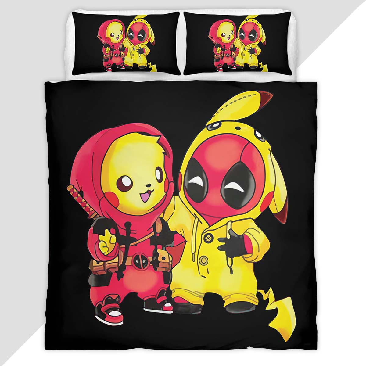 Pikachu And Deadpool Duvet Cover - Pokemon Bedding Set