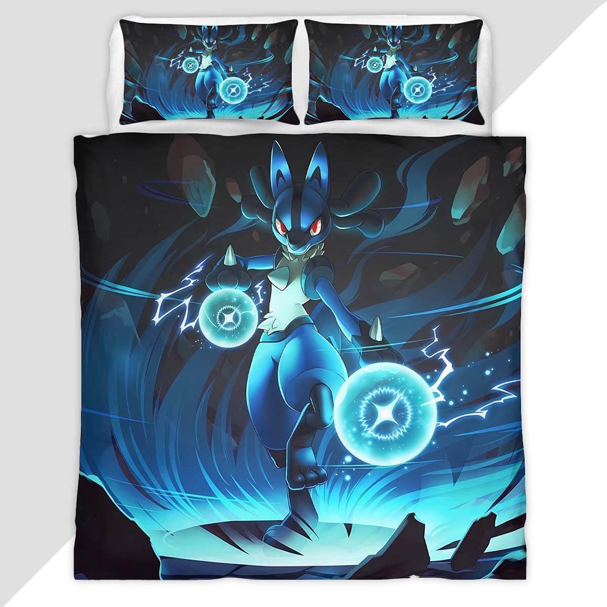 Pokemon Roku the Lucario Duvet Cover - Pokemon Bedding Set
