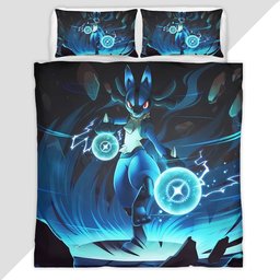 Pokemon Roku the Lucario Duvet Cover - Pokemon Bedding Set
