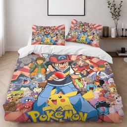 Pikachu Detective All Characters 3 Duvet Cover - Detective Pikachu Bedding Set 2