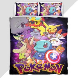 Pokemon Marvel Characters Duvet Cover - Pokemon Bedding Set