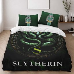 Slytherin House Harry Potter Green Logo 02 Duvet Cover - Harry Potter Bedding Set 2