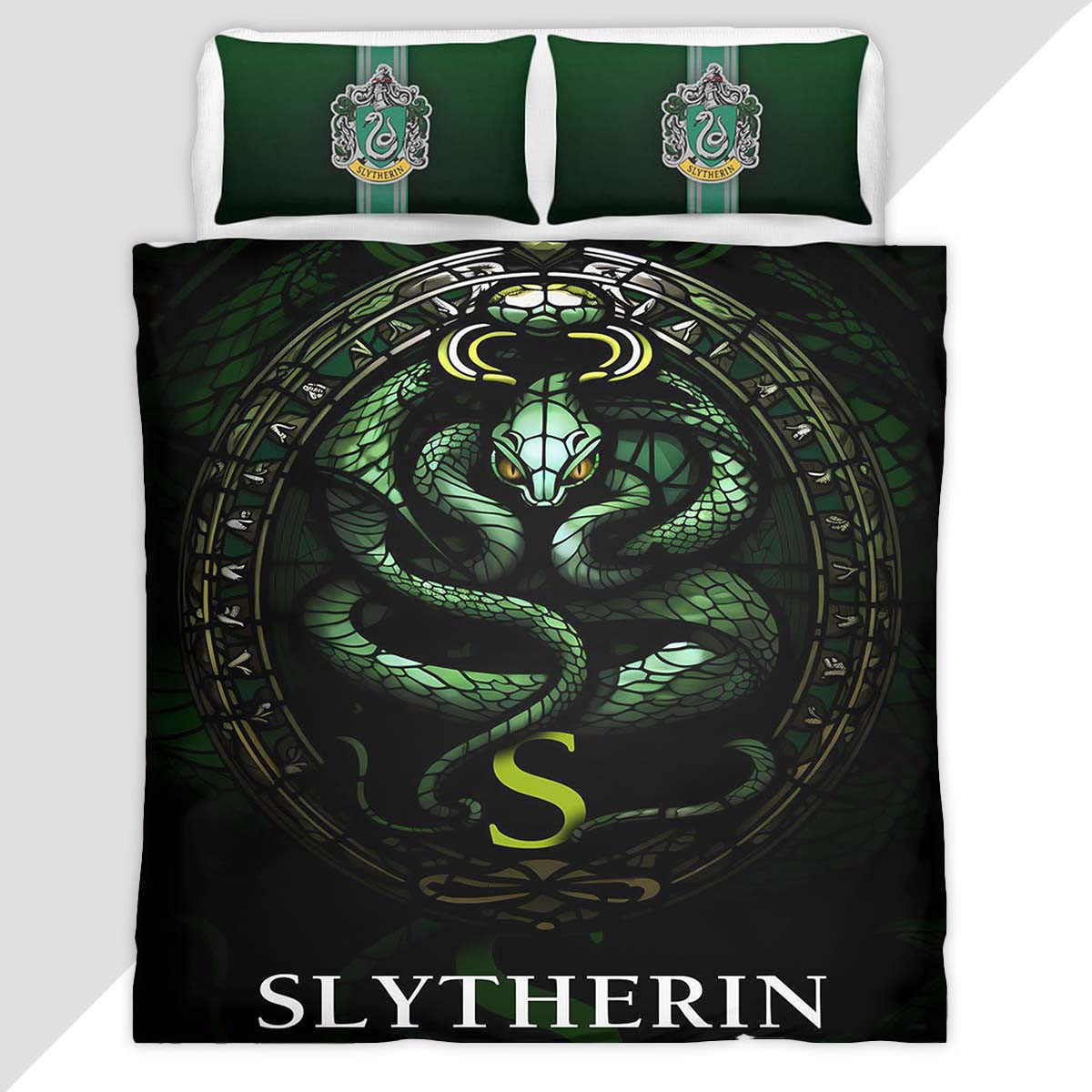 Slytherin House Harry Potter Green Logo 02 Duvet Cover - Harry Potter Bedding Set