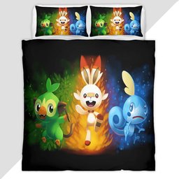 Scorbunny Grookey Sobble Pokemon 3 Duvet Cover - Pokemon Bedding Set