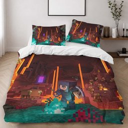 Minecraft Nether corruption biome Pigmen Netherrack Duvet Cover - Minecraft Bedding Set 2
