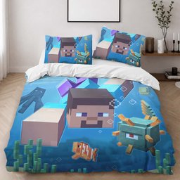 Minecraft Steve under Ocean Duvet Cover - Minecraft Bedding Set 2