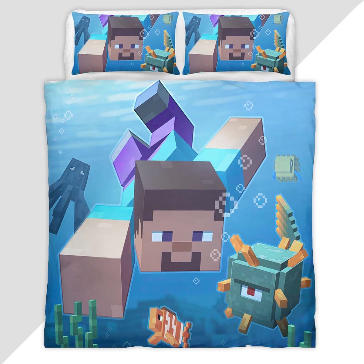 Minecraft Steve under Ocean Duvet Cover - Minecraft Bedding Set