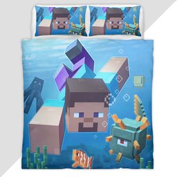 Minecraft Steve under Ocean Duvet Cover - Minecraft Bedding Set