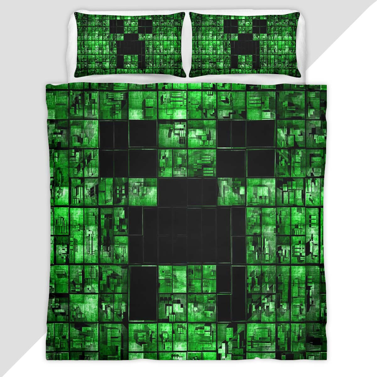 Minecraft Creeper Face 2 Duvet Cover - Minecraft Bedding Set