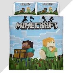 Minecraft Classic Steve with Alex Duvet Cover - Minecraft Bedding Set