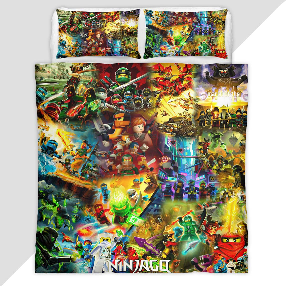 Ninjago All Characters Fight 1016 Duvet Cover - Ninjago Bedding Set