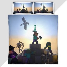 Minecraft Steve in The End Fight Enemy Duvet Cover - Minecraft Bedding Set