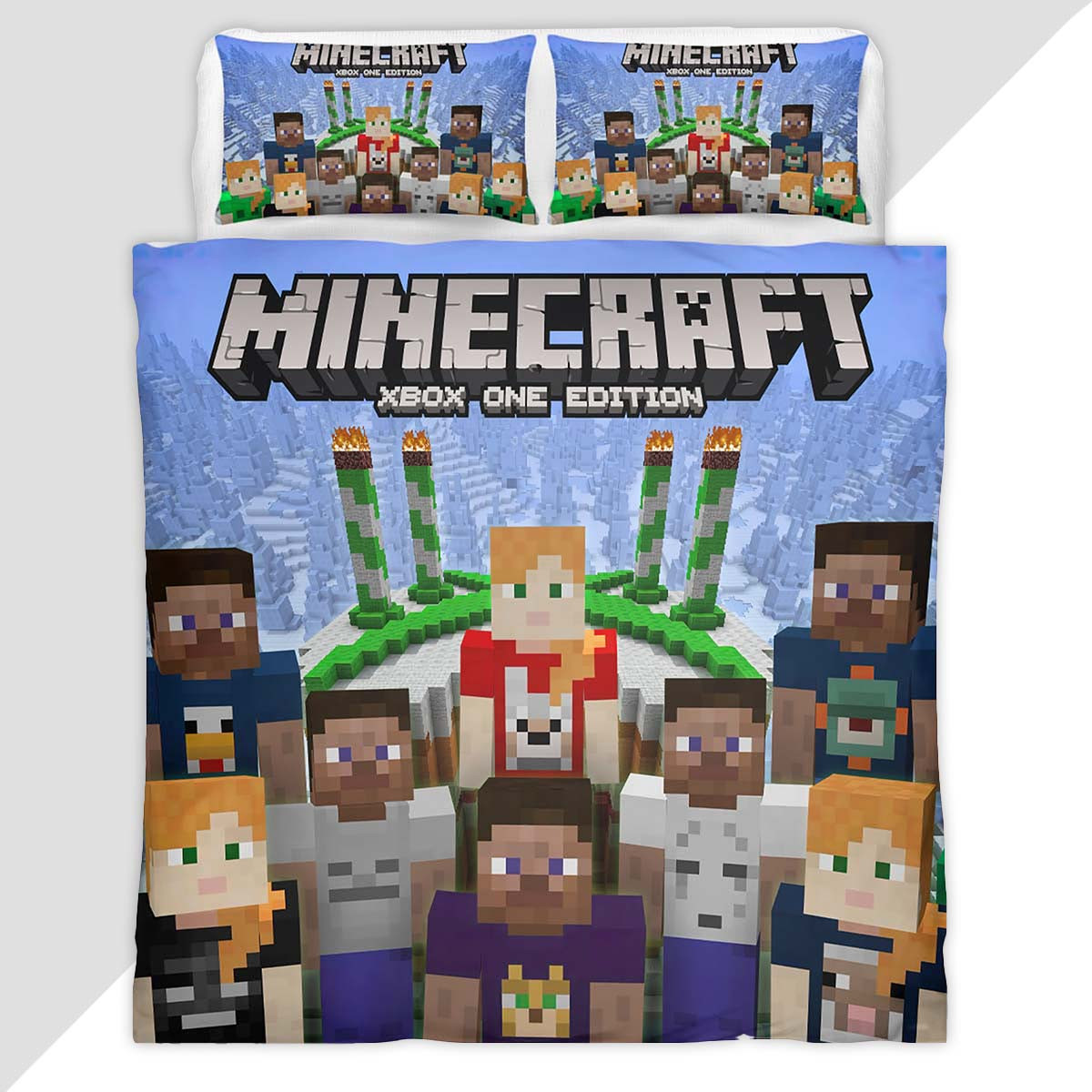Minecraft All Characters allies in the game Duvet Cover - Minecraft Bedding Set