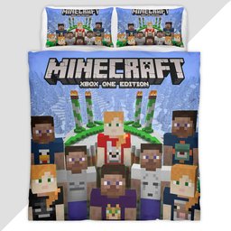 Minecraft All Characters allies in the game Duvet Cover - Minecraft Bedding Set