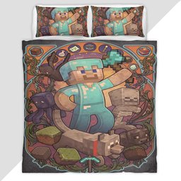 Minecraft Steve and the characters around the game Duvet Cover - Minecraft Bedding Set