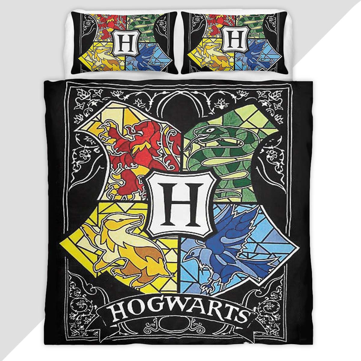 Harry Potter Hogwarts School Logo Draw Art Duvet Cover - Harry Potter Bedding Set
